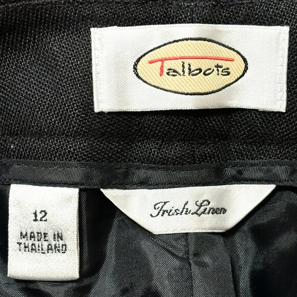 VTG TALBOTS Irish Linen Wide Leg Clam Digger Trouser Pants in Black SZ 10 - Picture 6 of 9